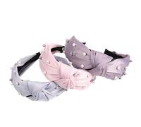 VERDANVERSE Pearl Headbands Decorative and Pearls Embellished for Women 3pcs Knotted Broadside Cloth Hairbands Headwraps Suitable for Banquet and Anniversary