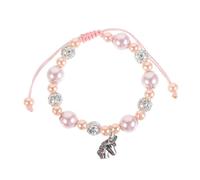 VERDANVERSE Pink Beaded Bracelet with Unicorn Charm for Women Adjustable Wrist Jewelry Alloy Heart Design for Parties and Daily Wear