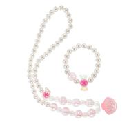 VERDANVERSE Pink Pearl Shell Necklace and Bracelet for Decorative Collarbone Jewelry with Back Chain Design Elegant Party Accessory for Birthday and Dinner Events