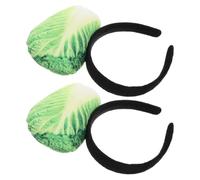 VERDANVERSE Plush Chinese Cabbage Hairband Headbands with Comfortable Fit and High Realism for Women and Girls 2pcs Light Green for Party and Dress up Accessories