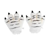 VERDANVERSE Plush Tiger Paw Gloves White Cartoon Role Play Costume Props Warm Soft Faux Winter Accessory for Adults and Teens