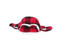 VERDANVERSE Plush Windproof Dog Beret Hat with Adjustable Band for Large Dogs Soft Casual Cap in Black and Red Lightweight Pet Headwear for Winter Parties and Outdoor Wear
