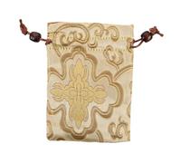 VERDANVERSE Portable Brocade Jewelry Pouch with Drawstring Closure Lightweight Silk Embroidery Bag for Singing Bowls Buddhist Beads and Small Items Travel-friendly Organizer for Special