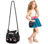 VERDANVERSE PU Leather Little Cat Purse with Ears Cartoon Crossbody Bag for Zipper Coin and Card Holder Cute Messenger Bag for Shopping and Travel
