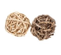 VERDANVERSE Rabbit Grass Chew Ball and Small Animal Teething Toy Set, Natural Straw and Peeled Willow Branch Balls, 2 Pieces for Guinea Pigs, Chinchillas, Hamsters, Bunny Dental Care and Play