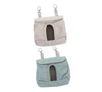 VERDANVERSE Rabbit Hay Bag Chinchilla Feeder Small PET Hanging Feeding Bag 2pcs Foldable Lightweight Design Grey Blue Self-Feeding Pouch for Rabbits Guinea Pigs Hamsters Cage