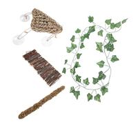VERDANVERSE Reptile Climbing Bridge Set 4pcs - Wooden Rope Bridge, Triangle Hammock, Moss Vine, Herbal Decoration - Terrarium Decor for Snakes, Lizards, Bearded Dragons Habitat