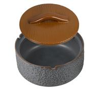 VERDANVERSE Retro Ceramic Ashtray with Lid Portable Windproof Smokers Ash Holder Unique Style for Office and Living Room Decor