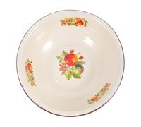 VERDANVERSE Retro Enamel Mixing Basin Thickened Vintage Household Kitchen Bowl with Anti-Skid Base and Widened Edges for Dough Making and Food Storage Random Pattern