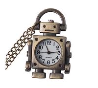 VERDANVERSE Retro Robot Pocket Watch Necklace Antique Alloy Chain Vintage Mechanical Timepiece for Men Steampunk Style Fashion Accessory