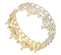 VERDANVERSE Rhinestone Bridal Tiara Crown for Wedding Gold Alloy Queen Headband Hair Accessory for Bride, Prom, Birthday Party, and Women’S Costume