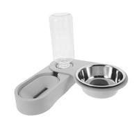 VERDANVERSE Rotatable Double Stainless Steel Cat Bowl Water Dispenser Automatic Pet Feeding Station with Detachable Inner Bowls and Easy to Clean Gray Feeder for Cats and Pets