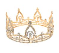 VERDANVERSE Round Rhinestone Bridal Crown for Women Elegant Princess Queen Tiara Headpiece with Shiny Hairband Masquerade Birthday Wedding and Party Accessories