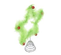 VERDANVERSE Rustic Green Furry Star Christmas Tree Topper Metal Xmas Treetop Ornament for Home Parties Commercial Holiday Decor Cute Festive Decoration for Trees and Giving