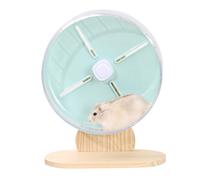 VERDANVERSE Silent Stable Hamster Wheel with Wooden Stand Exercise Wheel for Small Pets Hedgehogs Mice and Gerbils Quiet Pet for Muscle Building and Stress Relief