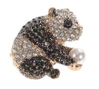 VERDANVERSE Silver Alloy Panda Brooch Pin Badge with Diamond Pattern Designed Metal Clothes Corsage, Fashion Dress Accessory for Women Suitable for Wedding Party or Valentine's Day
