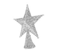 VERDANVERSE Silver Iron Wrought Decorative Christmas Tree Star Treetop Ornament Hollow Five Point Xmas Tree Decor for Indoor and Outdoor Holiday Decoration