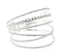 VERDANVERSE Silver Rhinestone Bracelet for Women Elastic Six-row Crystal Wrist Chain Delicate Sparkling Bangle Jewelry Elegant Weddings Birthdays and Special Occasions