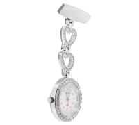 VERDANVERSE Silver Rhinestone Nurse Pocket Watch with Quartz Movement Fashionable Alloy Portable Doctor Fob Watch for Medical Staff Elegant Chest Clip Timepiece Nurses and Healthcare