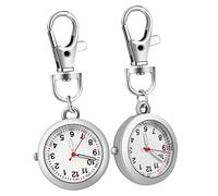 VERDANVERSE Silver Watch Clip-On Portable Keyring Watches with Luminous Pointers Design for Doctors and Nurses