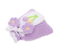 VERDANVERSE Small Crochet Purse Drawstring Wallet Women Mini Coin Pouch Tulip Style Handwoven Earphone Storage Bag Portable for Travel