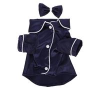 VERDANVERSE Soft Blue Silk Dog Pajamas Set with Bowknot Headband, Two-legged Satin Sleepwear Shirt for Dogs and Cats, Easy Care Fabric, for Indoor Sleep and Pet Photoshoot