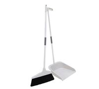 VERDANVERSE Soft Bristle Broom with Dustpan Kit, Long Handle Floor Cleaning Set, Non-Stick Hair Sweeping Brush for Home and Office, Blue Dustpan and Broom Combo for Indoor Use