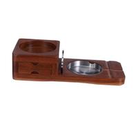 VERDANVERSE Solid Wood Cigar Ashtray with Carved Stand and Whiskey Cup Tray Large Capacity Man Cave Accessory Tabletop Holder for Cigars and Drinks Easy-clean Vintage Style