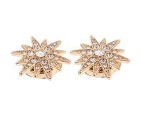 VERDANVERSE Sparkly Rhinestone Button Covers Star Collar Clips for Shirts and Jackets, Gold Metal Six-pointed Star Brooch Accessories for Men and Women Diy Decoration