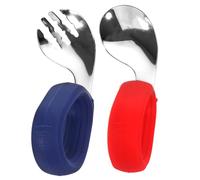 VERDANVERSE Stainless Steel Spoon and Fork Ergonomic Bent Handle Utensils Safe Non Toxic Portable Grip for Weaning Feeding Training Tableware with Comfortable Slip Resistant Design