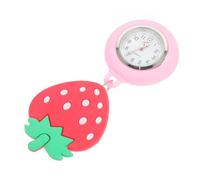 VERDANVERSE Stretchable Nurse Pocket Watch Soft Silicone Pink Fob Watch Strawberry Design Hanging for Nurses and Doctors
