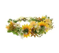 VERDANVERSE Sunflower Wreath Floral Headband for Women for Bridal Wedding Day Decorations and Festival Photo Props Made of Natural Leaf Material