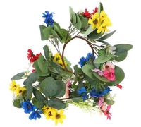 VERDANVERSE Table Decorations Flowers Candle Eucalyptus Leaf Wreath 2pcs Rustic Cloth Rings Photo Prop for Festival Indoor Centerpiece