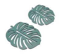 VERDANVERSE Table Placemats Bowl and Plate Pads 2pcs Leaf Shaped Heat Insulation in Green MDF Material, Chic and Elegant Assorted Style Assorted Style for Home Decoration and Restaurant Use