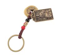 VERDANVERSE Taisui Amulet Brass Keychain with Antique Finish Chinese Style Bag Pendant Stylish Year Dragon Ornament for Purse Backpack Charm Lucky Feng Shui Accessory