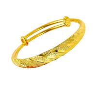 VERDANVERSE Thickened Alluvial Gold Bracelet for Women Environmental Protection Brass with Vacuum Gold Plating Delicate Push Pull Bangle for Wedding Daily Wear Anniversary and Gift