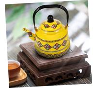 VERDANVERSE Thickened Enamel Water Kettle for Induction and Gas Stove Vintage Yellow Teapot with Narrow Spout for Smooth Pouring Efficient Tea Heating Pot for Household and Restaurant Use