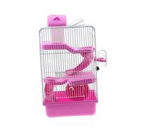 VERDANVERSE Three Layer Luxury Villa Cage for Small Pets Portable Hamster House with Running Wheel and Leakproof Water Bottle Eco Friendly Durable Plastic Pink