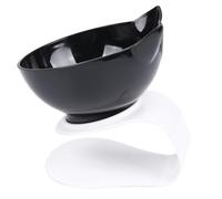 VERDANVERSE Tilting Cat Food Bowl with Neck Guard Anti-slip Plastic Pet Feeder High-density Safe Material Adorable Cat Ear Design Single Black Bowl