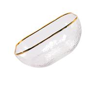 VERDANVERSE Transparent Glass Mixing Bowl with Gold Rim Food Grade Glass Salad and Fruit Dessert Bowl for Kitchen Use Stylish Square Design Suitable for Home and Restaurant Serving