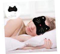 VERDANVERSE USB Heated Eye Mask with Adjustable Strap Magnetic Absorption Warm Compress for Sleep Improvement and Eye Fatigue Relief Comfortable Black Cat Design Eyepatch for All Head