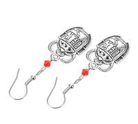 VERDANVERSE Vintage Beetle Earrings for Women 2 Pairs Antique Silver Alloy Dangle Earrings Floral Pattern for Festivals and Parties