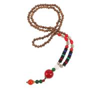 VERDANVERSE Vintage Bodhi Wood Beaded Necklace Handmade Ethnic Long Chain Meditation Beads Feng Shui Ornament for Women and Men