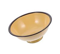 VERDANVERSE Vintage Enamel Food Serving Bowl Yellow Rice and Noodle Bowl for Hot Cold Meals at Home Easy to Clean Practical for Soup Ramen Salad and Quick Meals