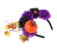 VERDANVERSE Vintage Floral Skull Headband with Realistic Faux Flowers for Women Halloween Pumpkin Party Headdress Retro Artistic Hair Accessory for Costume Cosplay