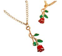 VERDANVERSE Vintage Golden Rose Pendant Necklace for Women Antique Floral Chain Jewelry with Detailed Leaves Design and Smooth Touch Clavicle Accessory for Elegant Everyday Wear