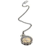 VERDANVERSE Vintage Hollow-Out Mechanical Pocket Watch Bronze Alloy Manual Wind Retro Wheel Design for Men Women Necklace Accessory Practical Fashion Gift Random Color