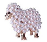 VERDANVERSE Vintage Pearl Sheep Brooch Pin for Women Alloy Clothing Accessory Elegant Lapel Decoration for Sweaters Scarves Hats Durable and Easy to Attach