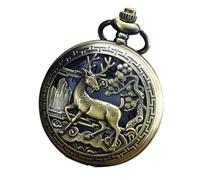 VERDANVERSE Vintage Pocket Watch Hollow Deer Pattern Retro Quartz Mechanical Pocket Watch with Chain for Men and Women Party Accessory Battery Included