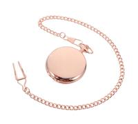 VERDANVERSE Vintage Quartz Pocket Watch for Men with Chain Smooth Rose Gold Roman Numerals Dial Retro Style Timepiece for Christmas Birthday Anniversary and Steampunk Costume Accessory